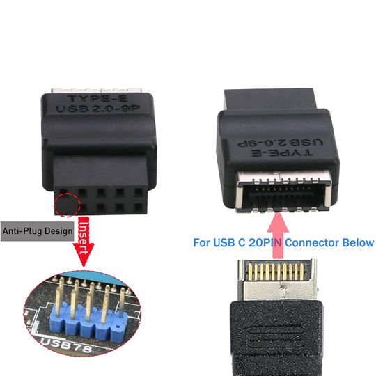 USB 9-Pin to Type-E Header Adapter | Motherboard Upgrade